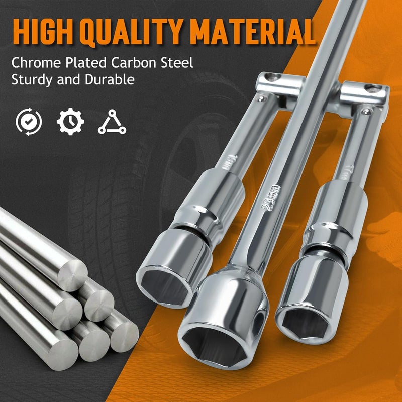 TONDA 4 Way Lug Wrench, Foldable Cross Tire Iron Lug Nut Wrench, Multi Size Chrome Plated Carbon Steel - Image 4